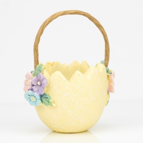 Сувенир Корзинка Яйцо (полирезин), 8х6,5хH10см, желтый в интернет-магазине флористических аксессуаров Азалия Декор