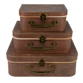 Набор коробок подарочных Чемодан 3шт., 30,2х21,9хH9,5см, коричневый в интернет-магазине флористических аксессуаров Азалия Декор