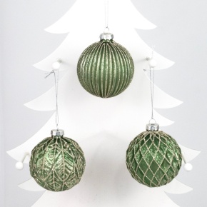 Украшение подвесное Шар (стекло), D8см, в асс., зеленый в интернет-магазине флористических аксессуаров Азалия Декор