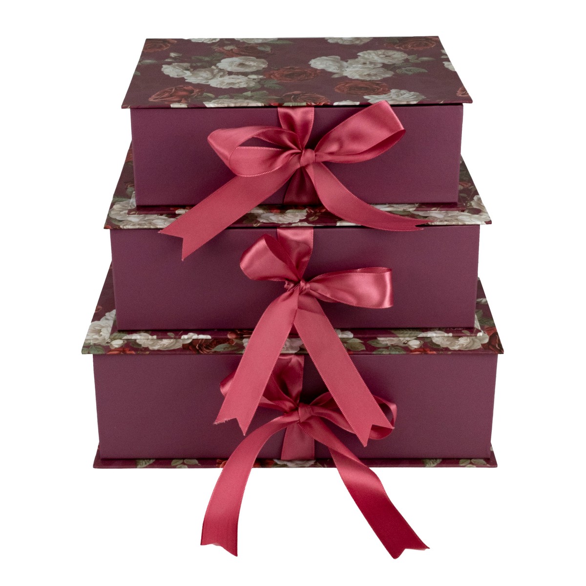 Набор коробок подарочных Книга 3шт., 30,3x21,5xH10,2см, красный/белый в интернет-магазине флористических аксессуаров Азалия Декор