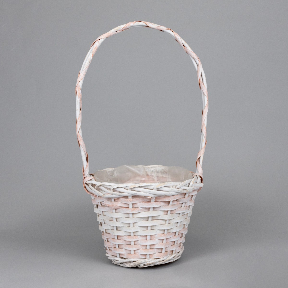 Набор корзин плетеных 2шт. (ива), D20x16xH43см, белый/персиковый в интернет-магазине флористических аксессуаров Азалия Декор