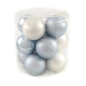 Набор шаров 12шт. в тубе (стекло), D4см, микс гол./бел. в интернет-магазине флористических аксессуаров Азалия Декор