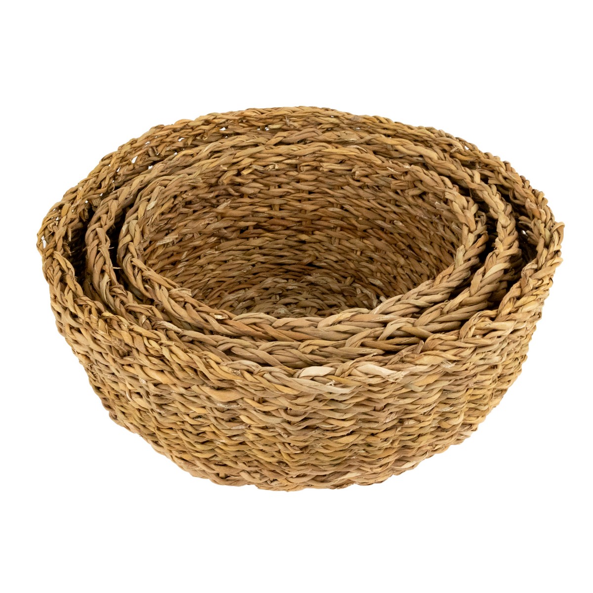 Набор кашпо плетеных 3шт. (растительный материал),  D36xH17см, натуральный в интернет-магазине флористических аксессуаров Азалия Декор