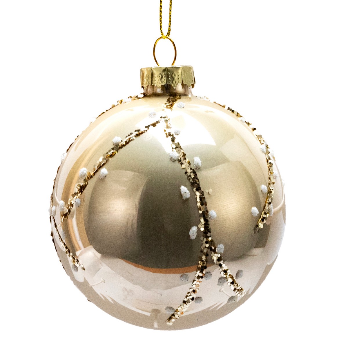Украшение подвесное Шар (стекло), D8см, в асс., шампань в интернет-магазине флористических аксессуаров Азалия Декор
