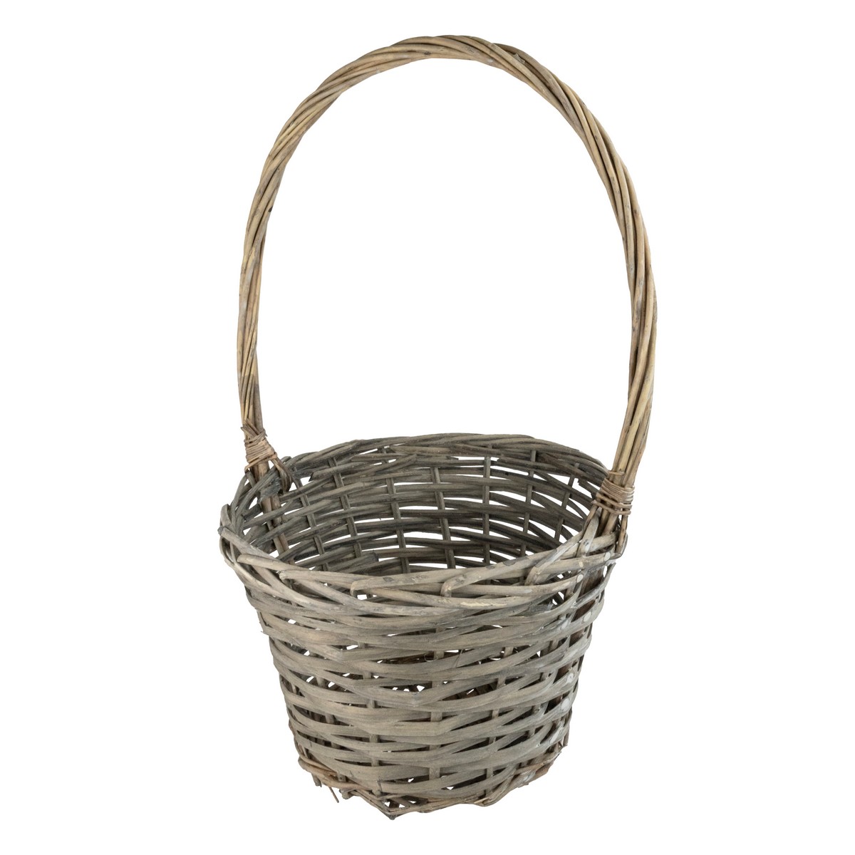 Корзина плетеная (ива), D27x18xH46см, серый в интернет-магазине флористических аксессуаров Азалия Декор