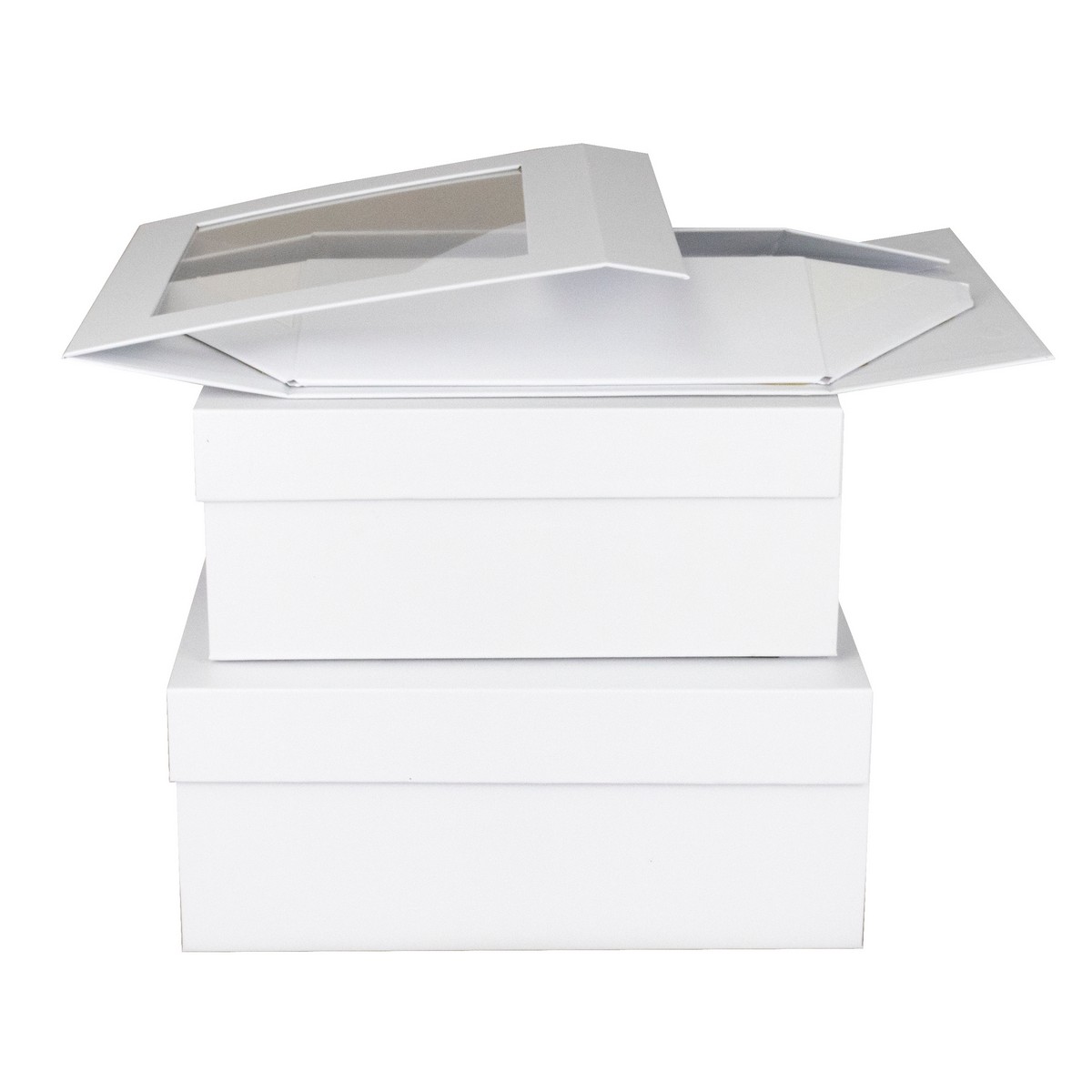 Набор коробок подарочных квадратных 3шт., 26,5х25,5хН11,2см, белый в интернет-магазине флористических аксессуаров Азалия Декор