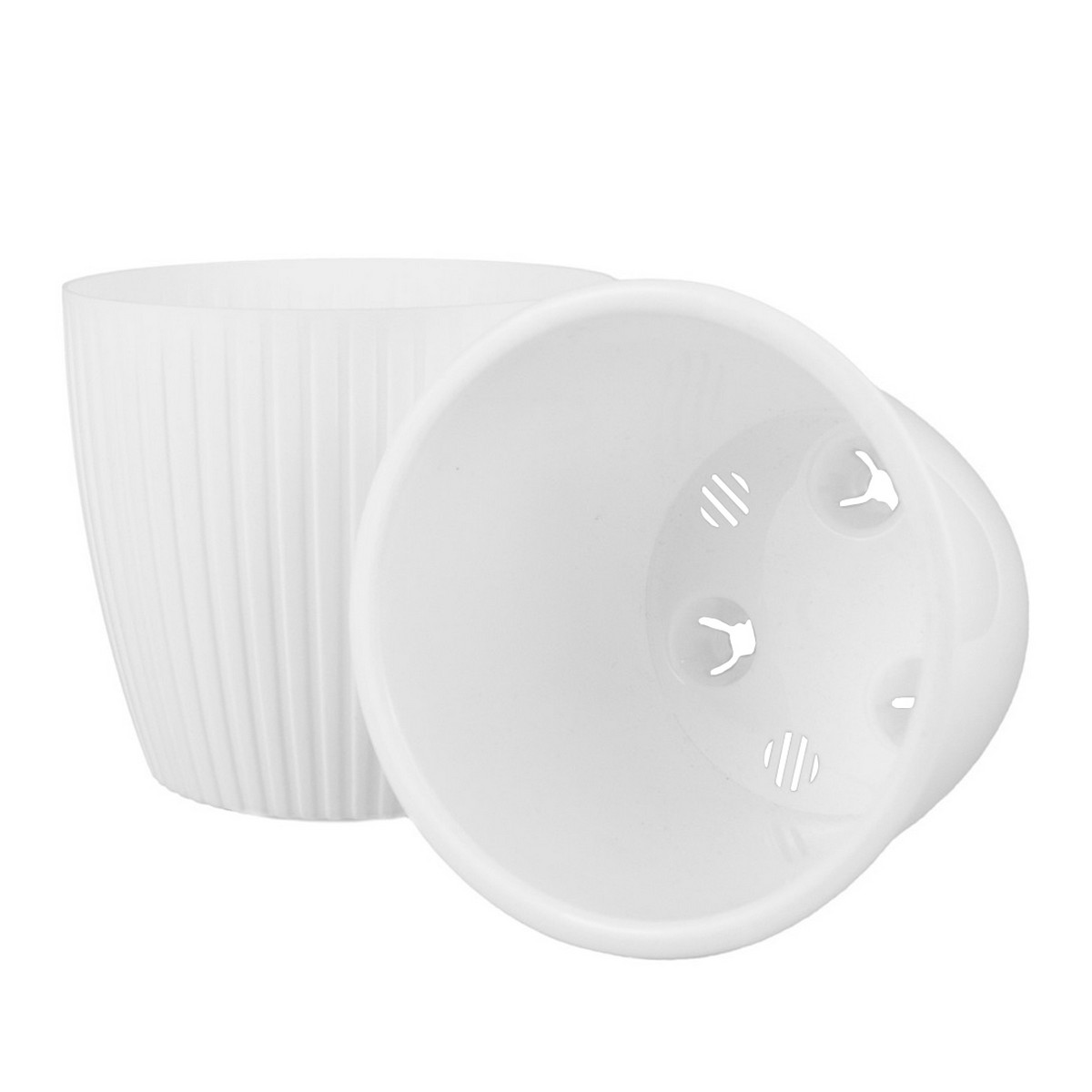 Кашпо со вставкой Эви (пластик), D20xH18см, 4,5л, белый в интернет-магазине флористических аксессуаров Азалия Декор