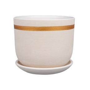 Цв. горшок с поддоном Замша (керамика), D12xH10см, 0,8л, белый в интернет-магазине флористических аксессуаров Азалия Декор