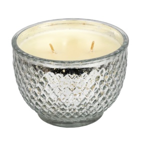 Свеча в стакане с ароматом Корица (стекло), H7,5xD8см, серебряный в интернет-магазине флористических аксессуаров Азалия Декор