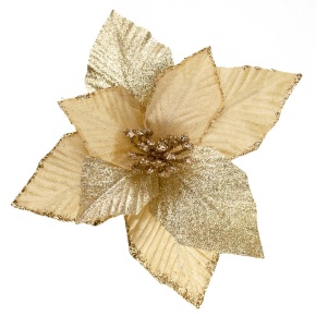 Пуансетия с глиттером на вставке, D20см, шампань в интернет-магазине флористических аксессуаров Азалия Декор