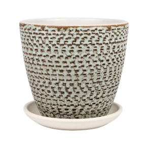 Цв. горшок с поддоном Антик (керамика), D15xH13см, 1,4л, цв. в асс. в интернет-магазине флористических аксессуаров Азалия Декор