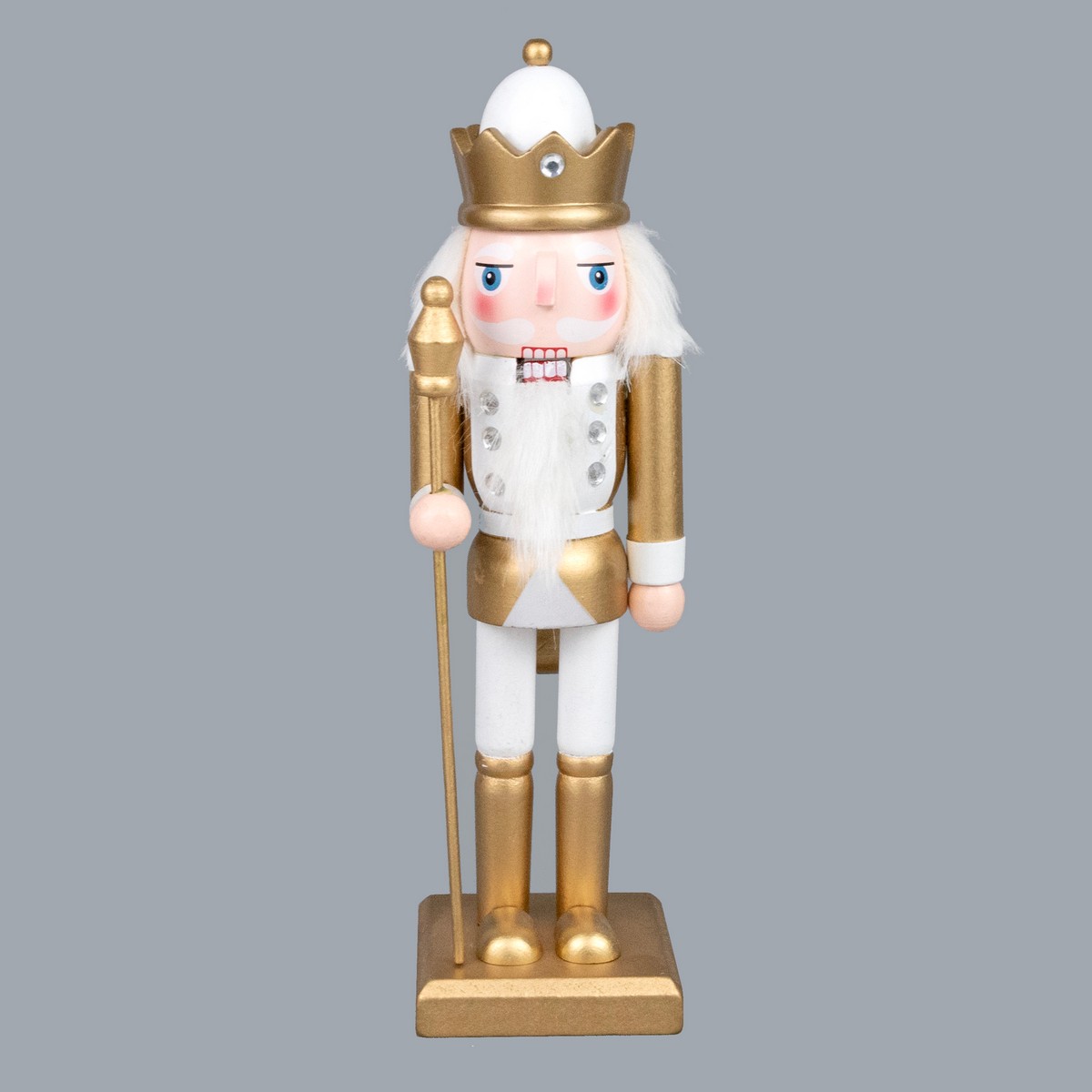 Сувенир Щелкунчик (дерево), 25х9х6см, в асс., белый/золотой в интернет-магазине флористических аксессуаров Азалия Декор