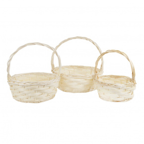 Набор корзин плетеных 3шт. (ива), D35x14xH36см, натуральный в интернет-магазине флористических аксессуаров Азалия Декор