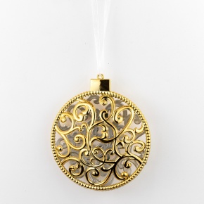 Украшение подвесное Шар (пластик), 10х10х2см, золотой в интернет-магазине флористических аксессуаров Азалия Декор