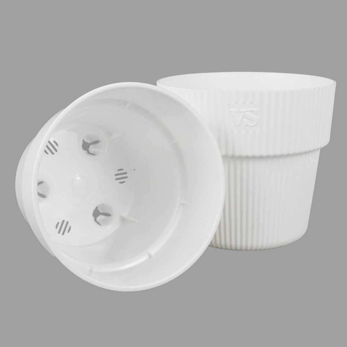 Кашпо со вставкой Алемар (пластик), D21,5xH19,5см, 4,8л, белый в интернет-магазине флористических аксессуаров Азалия Декор