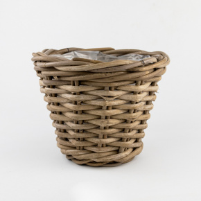 Кашпо плетеное (ротанг), D20хH17см,серый в интернет-магазине флористических аксессуаров Азалия Декор