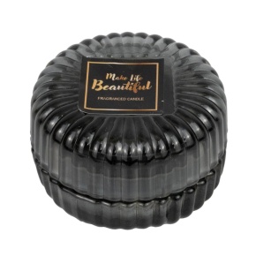 Свеча в банке с крышкой (стекло), H5,5xD8см, серый в интернет-магазине флористических аксессуаров Азалия Декор