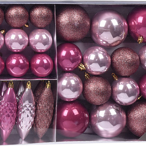Набор украшений елочных 31шт. (пластик), в асс.,  розовый в интернет-магазине флористических аксессуаров Азалия Декор
