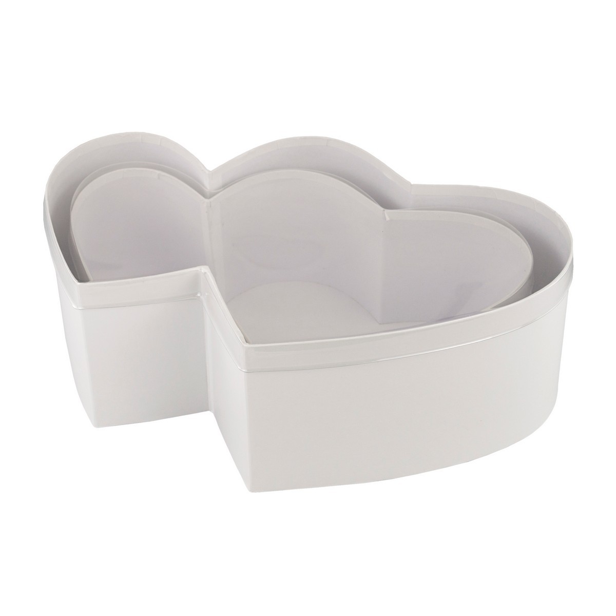 Набор коробок подарочных Сердце двойное 2шт. (картон), 37x23,5xH12,5см ,белый в интернет-магазине флористических аксессуаров Азалия Декор