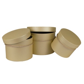 Набор коробок подарочных круглых 3шт., D19,7xH14,5см, лимонный в интернет-магазине флористических аксессуаров Азалия Декор