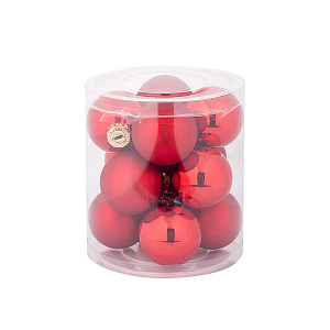 Набор шаров 12шт. в тубе (стекло), D4см, в асс., красн. в интернет-магазине флористических аксессуаров Азалия Декор
