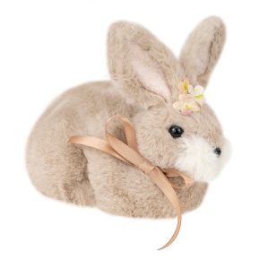 Сувенир Заяц (пенопласт/текстиль), H14x20x13см, коричневый в интернет-магазине флористических аксессуаров Азалия Декор