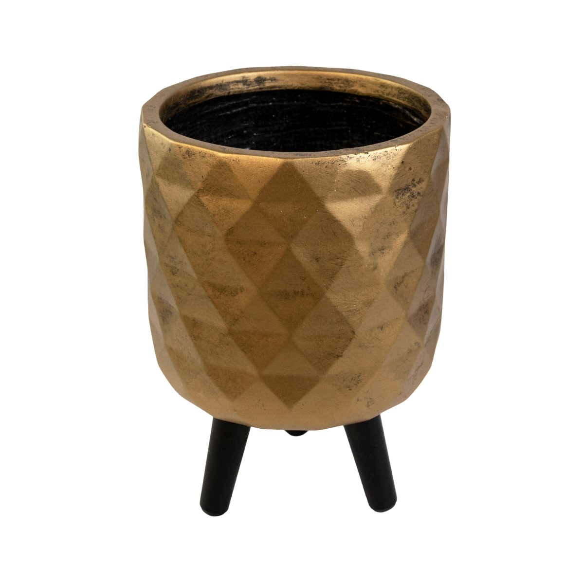 Кашпо на подставке Ромб (файбергласс), D24xH35см, золотой в интернет-магазине флористических аксессуаров Азалия Декор