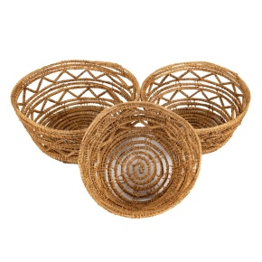 Набор кашпо плетеных 3шт. (растительный материал),  D23xH11см, натуральный в интернет-магазине флористических аксессуаров Азалия Декор