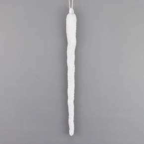Украшение подвесное Сосулька заснеженная (пластик), 30см, белый в интернет-магазине флористических аксессуаров Азалия Декор