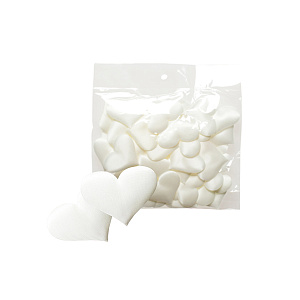 Набор сердечек, 4см, 50шт., белый в интернет-магазине флористических аксессуаров Азалия Декор