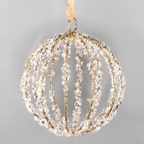 Украшение подвесное Шар со стразами (металл), D13см, шампань в интернет-магазине флористических аксессуаров Азалия Декор