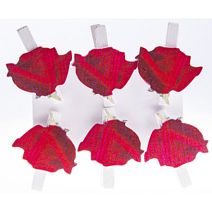 Набор роз на прищепках, 3.9х4.8см, 6шт. в интернет-магазине флористических аксессуаров Азалия Декор