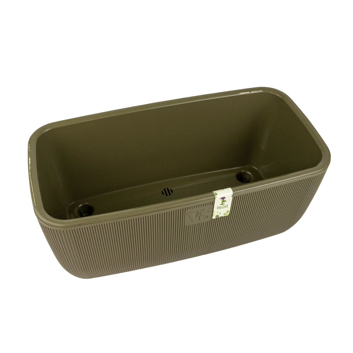 Ящик балконный со вставкой Фабио (пластик), 38х19xH17см, 9,5л, зеленый в интернет-магазине флористических аксессуаров Азалия Декор