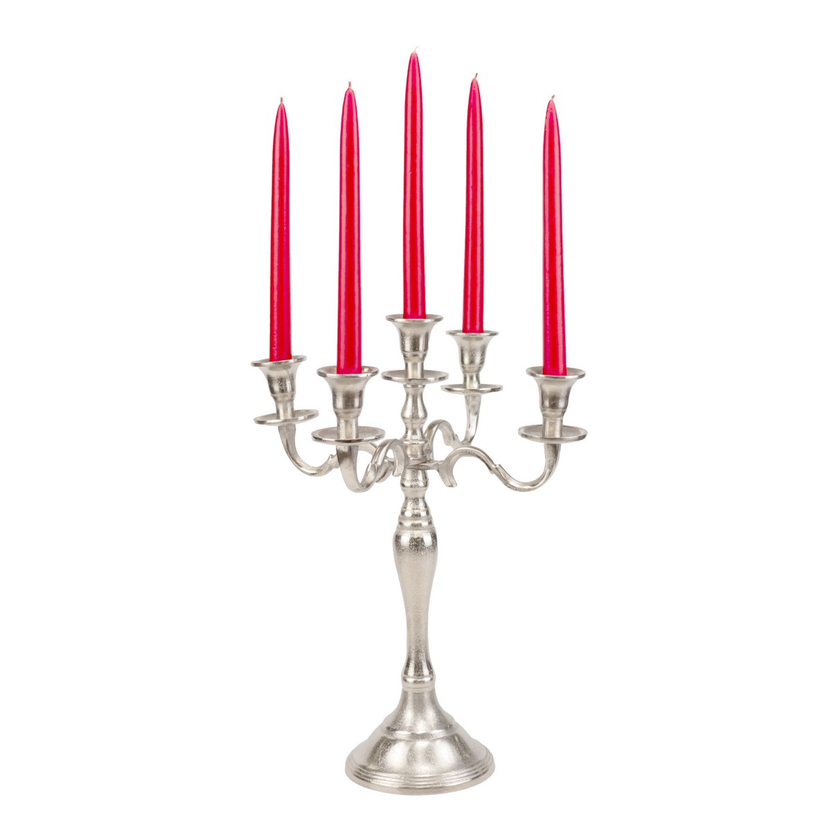 Канделябр для 5 свечей (металл), H39см, серебряный в интернет-магазине флористических аксессуаров Азалия Декор