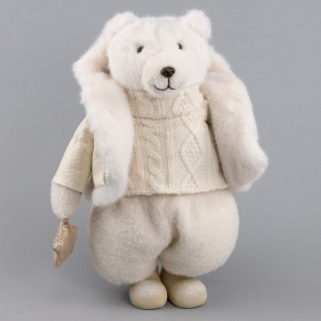 Сувенир Медвежонок в куртке, Н38х30х21см, кремовый в интернет-магазине флористических аксессуаров Азалия Декор