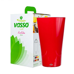 Кашпо с автополивом Kalika Perfo (пластик), D15,5x26,5см, красный в интернет-магазине флористических аксессуаров Азалия Декор