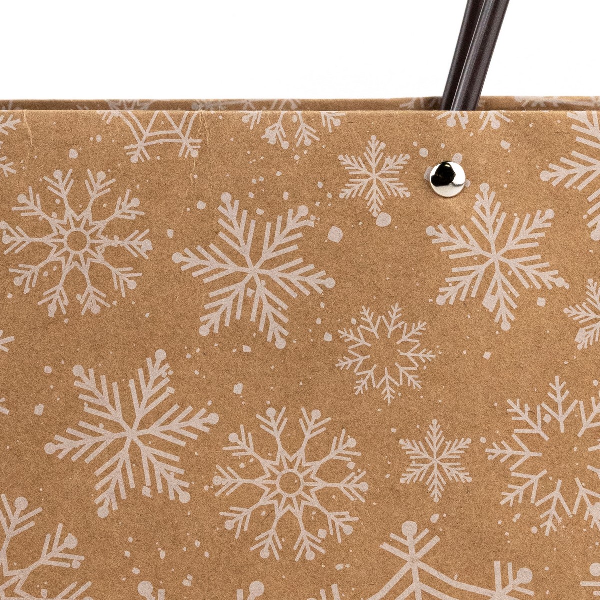 Пакет для цветов водостойкий Снежинки (крафт), 17х11,5х20см (в уп. 10шт.), натуральный/белый в интернет-магазине флористических аксессуаров Азалия Декор