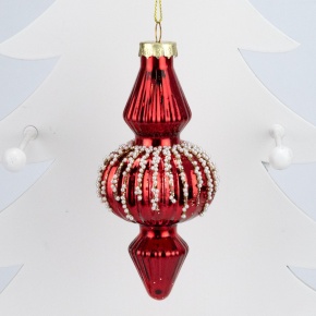 Украшение подвесное (стекло), Н13х6х6см, красный в интернет-магазине флористических аксессуаров Азалия Декор