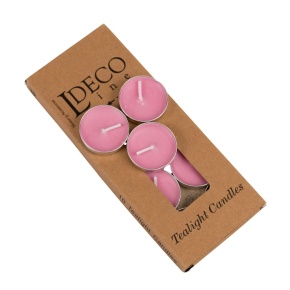 Набор свечей чайных 10шт, D3,5см, розовый в интернет-магазине флористических аксессуаров Азалия Декор