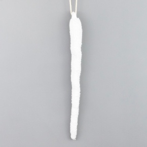 Украшение подвесное Сосулька заснеженная (пластик), 20см, белый в интернет-магазине флористических аксессуаров Азалия Декор