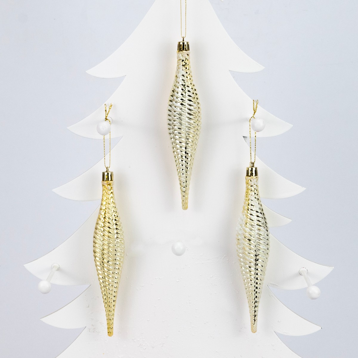 Набор украшений Сосульки 6шт. (пластик), 15,5х3см, золотой в интернет-магазине флористических аксессуаров Азалия Декор