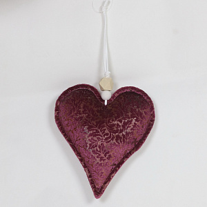 Украшение подвесное Сердце, 11,5х13см, темно-розовый в интернет-магазине флористических аксессуаров Азалия Декор