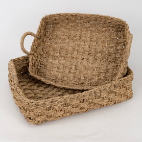 Набор корзин плетеных 2шт. (растительный материал), 39х29xH9см, натуральный в интернет-магазине флористических аксессуаров Азалия Декор