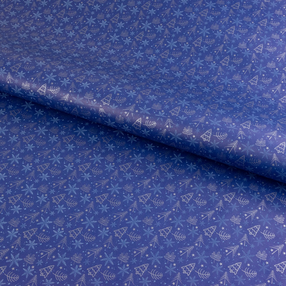 Бумага упаковочная крафт Елочки 60гр, 68 см 10 м, синий в интернет-магазине флористических аксессуаров Азалия Декор