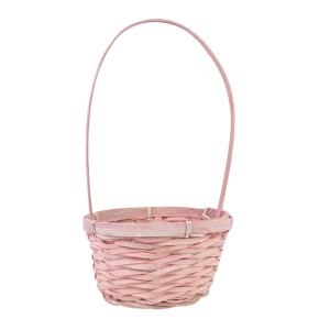 Корзина плетеная (бамбук), D17x10,5xH33см, розовый в интернет-магазине флористических аксессуаров Азалия Декор