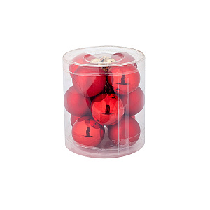 Набор шаров 12шт. в тубе (стекло), D3см, в асс., красн. в интернет-магазине флористических аксессуаров Азалия Декор