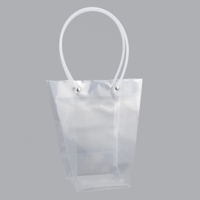 Пакет для цветов (пластик), 20х17х10см (в уп. 10шт.), прозрачный в интернет-магазине флористических аксессуаров Азалия Декор