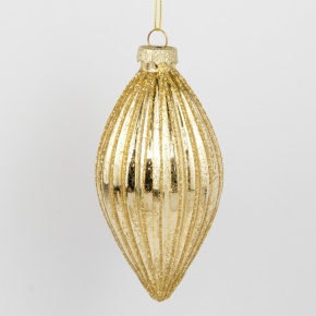 Украшение подвесное Луковица (стекло), H11,5x6,5х6,5см, золотой в интернет-магазине флористических аксессуаров Азалия Декор