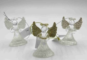 Украшение подвесное Ангелочек (стекло), H7см, золотой в интернет-магазине флористических аксессуаров Азалия Декор