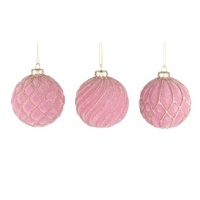 Украшение подвесное Шар (стекло), D8см, в асс., розовый в интернет-магазине флористических аксессуаров Азалия Декор